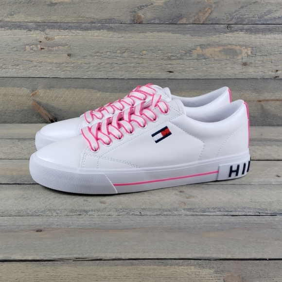 Tommy Hilfiger Women's White/Fuschia Sneakers NEW - Picture 9 of 11